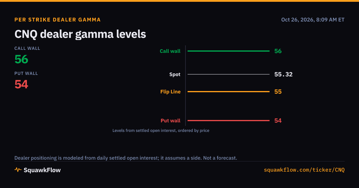 CNQ Options Activity and Gamma | 2026-10-23