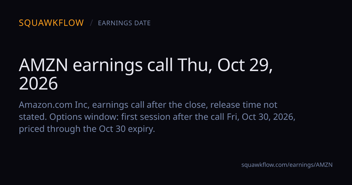 AMZN Earnings Call Date and Expected Move: Oct 29