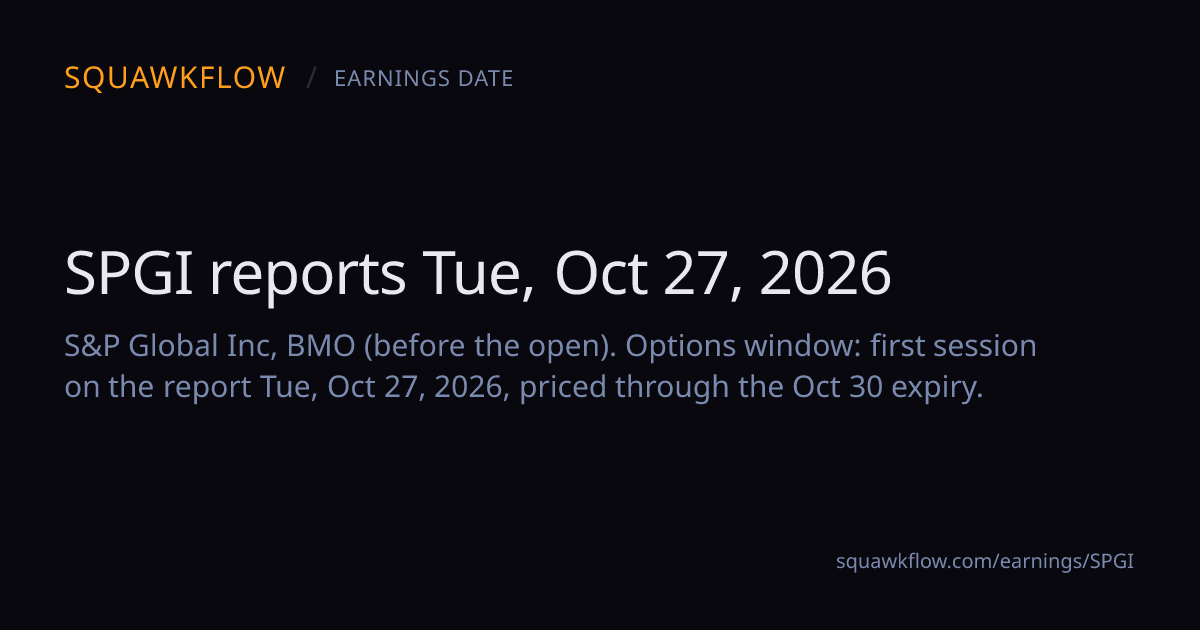 SPGI Expected Move for Earnings (Oct 27): Options Implied Move | SquawkFlow